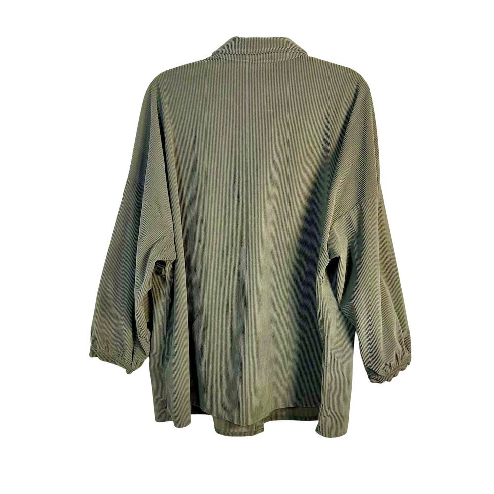 Oversized Corduroy Button Snaps Balloon Sleeves Earthy Minimalist Soft Sage XL - Picture 5 of 5